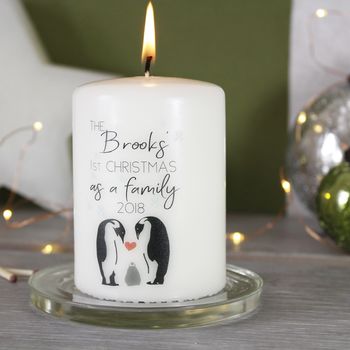 Personalised Penguin First Christmas As A Family Candle, 5 of 8