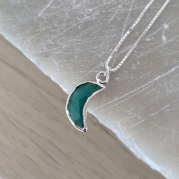 Sterling Silver Faceted Gemstone Moon Necklace, 2 of 11