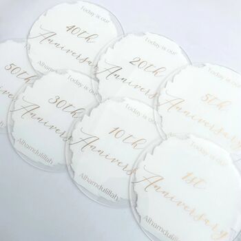Muslim Couples Milestone Acrylic Plaques White And Gold, 10 of 10