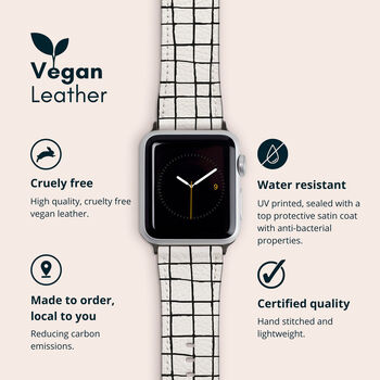Black Grid Vegan Leather Apple Watch Band, 2 of 6