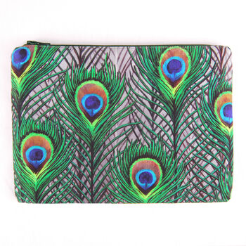 Peacock Feathers Printed Silk Zipped Bag, 4 of 5