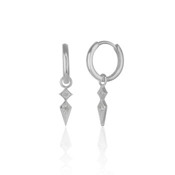Sterling Silver Pave Spike Rhombus Drop Earring, 8 of 8