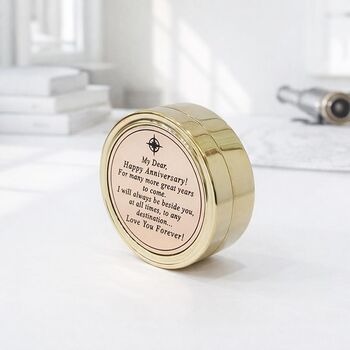 Vintage Brass Sundial Compass With Wooden Box, 7 of 9