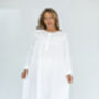 Women's White Cotton Long Sleeve Nightdress Yoke, thumbnail 2 of 4