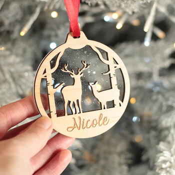 Glitter Deer 3D Christmas Tree Decoration Bauble, 3 of 8