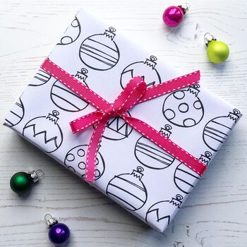 Christmas Bauble Gift Wrap Set To Colour In, 4 of 5