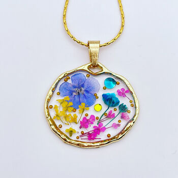 Dried Flowers Circle Pendant Small Hand Made, 3 of 12