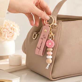 Personalized Flower Beaded Name Keychain For Her, 3 of 6