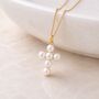 Tiny Personalised Gold Plated Sterling Silver Pearl Cross Necklace, thumbnail 1 of 8