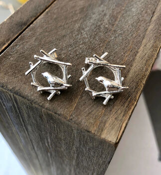 Sterling Silver Robin Nest Earrings, 11 of 11
