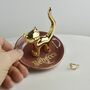 Personalised Cat Jewellery Dish Red And Gold, thumbnail 1 of 6