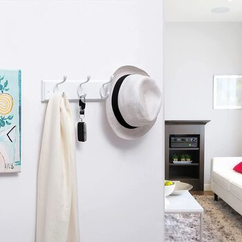 Wall Mounted Coat Rack With Four Metal Hooks, 5 of 12