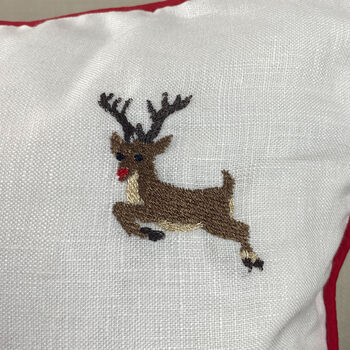 Christmas Themed Embroidered Cushion, 8 of 8