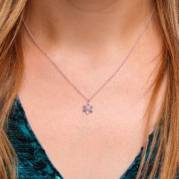 Sterling Silver Diamante Christmas Snowflake Necklace, 2 of 4