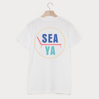 Sea Ya Men's Summer Beach Slogan T Shirt, 2 of 2