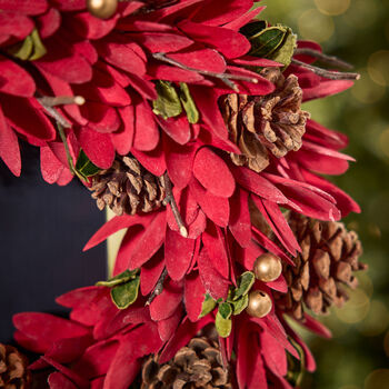 Festive Pine And Poinsettia Wreath, 3 of 4