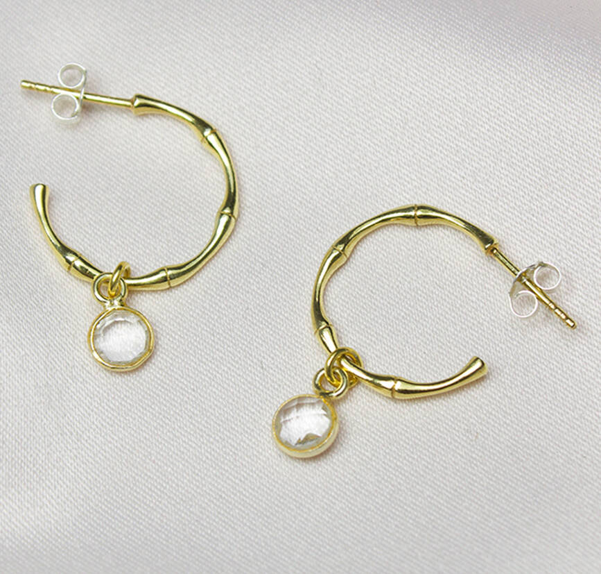 Tango Gold And Quartz Hoop Earrings, 1 of 2
