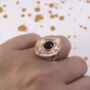 Rose Gold Plated Black Stone Ring, thumbnail 1 of 2