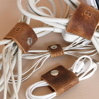 Leather Cable Organisers Set Of Four, 2 of 12