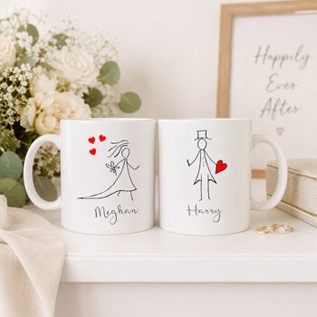 Couples Wedding Pencil Mr And Mrs Mug Set, 3 of 6