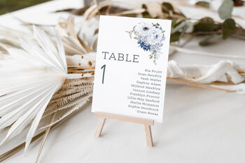 Wedding Seating Plan Cards Winter Blue Floral, 3 of 7