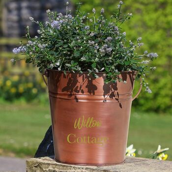 Personalised Vintage Copper Garden Bucket Planter, 5 of 8