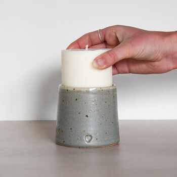 Speckled Clay Candle Pot With Refill Satin Grey, 5 of 6
