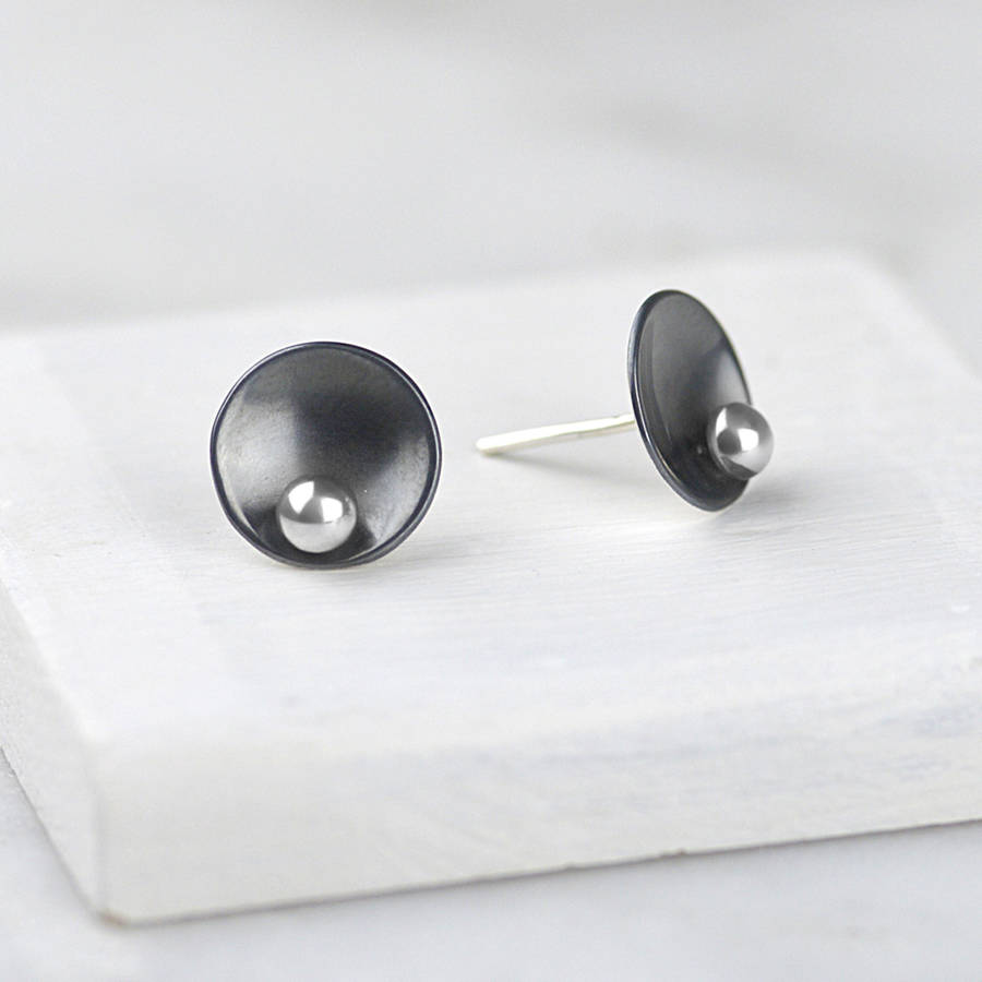 Unusual Sterling Silver Stud Earrings For Everyday By Tales From The Earth