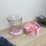 Set Of Four Pink Coasters And Holder, thumbnail 1 of 8