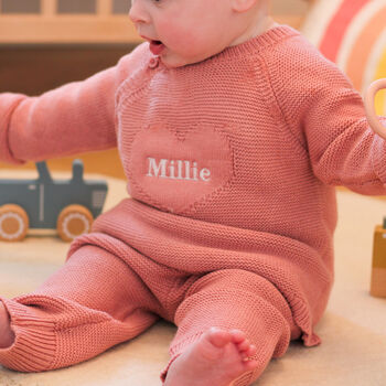Personalised Pink Knitted New Born Baby Twin Set, 9 of 12
