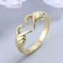 Gold Plated Slim Hand Heart Stackable Ring, thumbnail 4 of 6