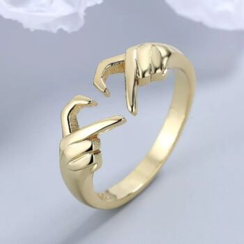 Gold Plated Slim Hand Heart Stackable Ring, 4 of 6