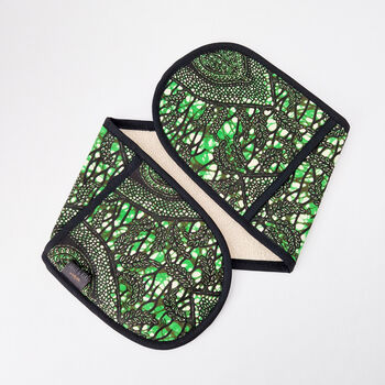 African Print Oven Gloves | Green Nkechi Print, 2 of 4