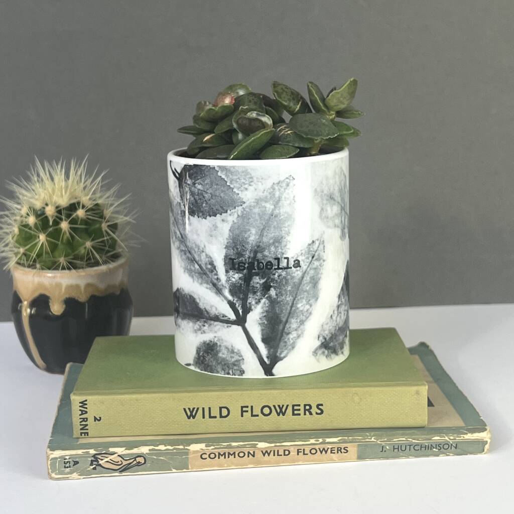 Personalised Leaf Print Ceramic Pot, 1 of 11