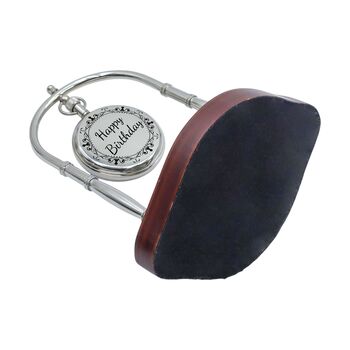 Personalised Silver Colour Desk Clock With Compass, 7 of 11