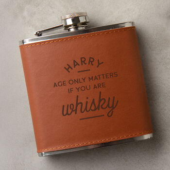 Personalised Age Only Matters Hip Flask Gift For Grandpa, 6 of 12