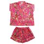 Ladies Hot Pink Birds Print Cotton Short Pyjama Set, thumbnail 4 of 4
