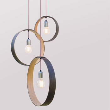 Customisable Three Pendant Wooden Cluster Light, 6 of 12
