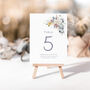 Wedding Table Numbers Burgundy Blue White Florals, thumbnail 3 of 3