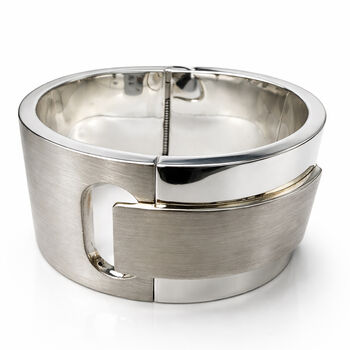 Chunky Large Sterling Silver Art Deco Hinged Bangle, 10 of 10