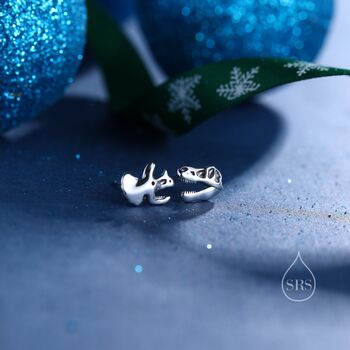 Mismatched Dinosaur Fossil Stud Earrings In Sterling Silver, 6 of 11