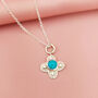 Sterling Silver Clover Necklace With Turquoise, thumbnail 1 of 4