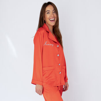 Personalised Women's Luxury Red Christmas Silky Satin Pyjamas, 3 of 10