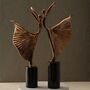 Set Of Two Bronze Ballerina Sculpture Duo On Marble Base, thumbnail 1 of 2