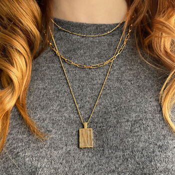 Gold Plated Labradorite Rectangle Pendant Necklace, 3 of 3