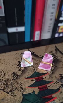 Pink Floral Porcelain Kintsugi Earrings, 3 of 4