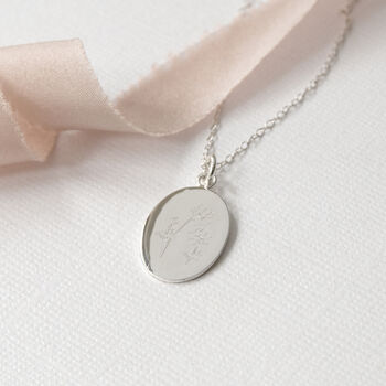 Wildflowers Engraved Personalised Silver Necklace, 6 of 12