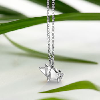 Sterling Silver Origami Pig Necklace, 5 of 12