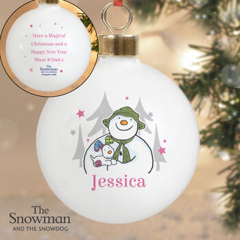 The Snowman And The Snowdog Pink Bauble, 2 of 2