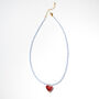 Delicate Blue Bead And Pink Heart Necklace, thumbnail 3 of 4